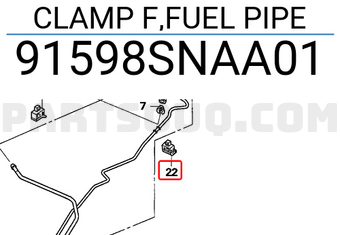 Honda 91598SNAA01 CLAMP F,FUEL PIPE