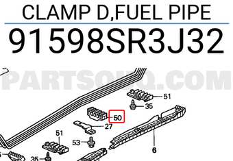 Honda 91598SR3J32 CLAMP D,FUEL PIPE