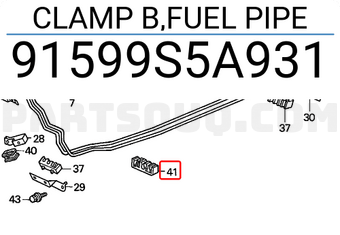 Honda 91599S5A931 CLAMP B,FUEL PIPE