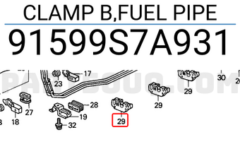 Honda 91599S7A931 CLAMP B,FUEL PIPE