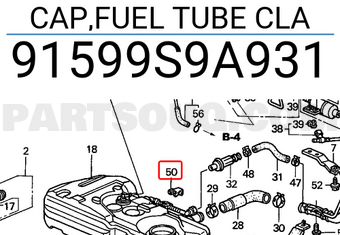 Honda 91599S9A931 CAP,FUEL TUBE CLA