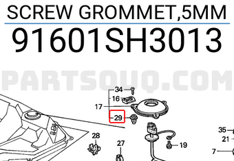 Honda 91601SH3013 SCREW GROMMET,5MM