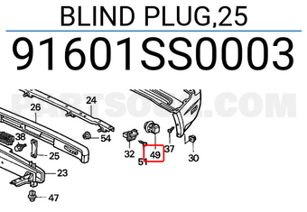 Honda 91601SS0003 BLIND PLUG,25