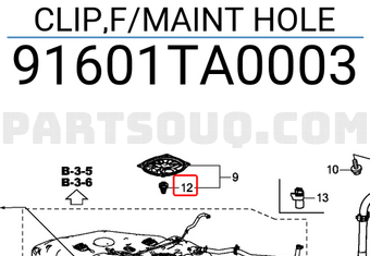 Honda 91601TA0003 CLIP,F/MAINT HOLE