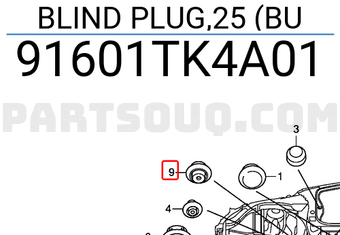 Honda 91601TK4A01 BLIND PLUG,25 (BU