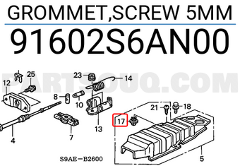 Honda 91602S6AN00 GROMMET,SCREW 5MM