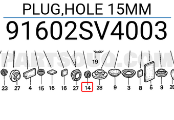 Honda 91602SV4003 PLUG,HOLE 15MM