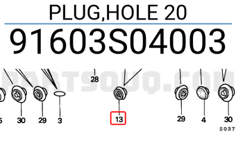 Honda 91603S04003 PLUG,HOLE 20
