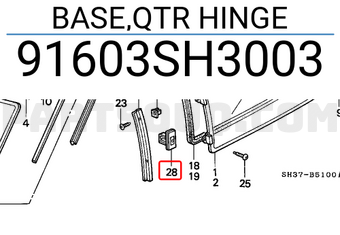 Honda 91603SH3003 BASE,QTR HINGE