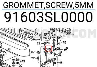 Honda 91603SL0000 GROMMET,SCREW,5MM