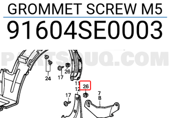 Honda 91604SE0003 GROMMET SCREW M5