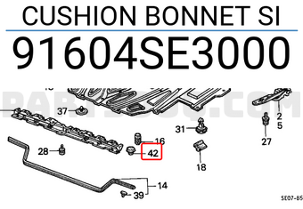 Honda 91604SE3000 CUSHION BONNET SI