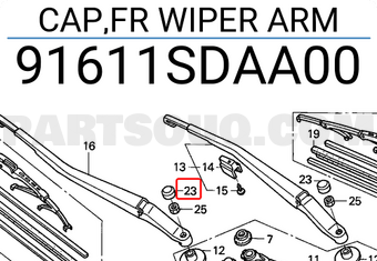 Honda 91611SDAA00 CAP,FR WIPER ARM