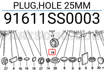 Honda 91611SS0003 PLUG,HOLE 25MM