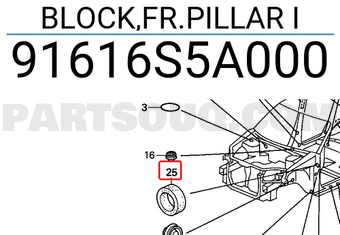 Honda 91616S5A000 BLOCK,FR.PILLAR I