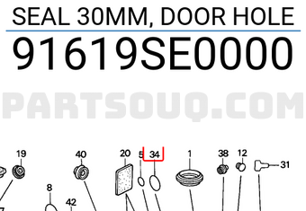 Honda 91619SE0000 SEAL 30MM, DOOR HOLE
