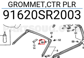 Honda 91620SR2003 GROMMET,CTR PLR