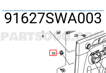Honda 91627SWA003 GROMMET, SCREW, 5MM