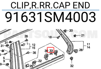 Honda 91631SM4003 CLIP,R.RR.CAP END