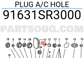 Honda 91631SR3000 PLUG A/C HOLE