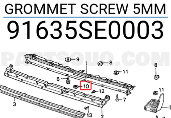 Honda 91635SE0003 GROMMET SCREW 5MM