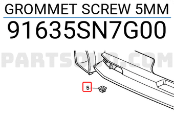 Honda 91635SN7G00 GROMMET SCREW 5MM