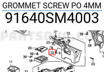 Honda 91640SM4003 GROMMET SCREW PO 4MM