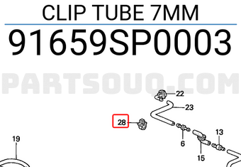 Honda 91659SP0003 CLIP TUBE 7MM