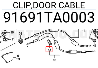 Honda 91691TA0003 CLIP,DOOR CABLE