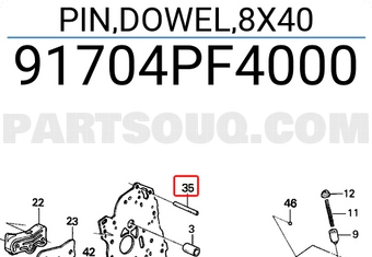 Honda 91704PF4000 PIN,DOWEL,8X40