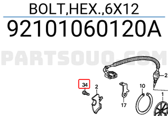 Honda 92101060120A BOLT,HEX.,6X12