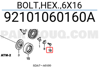 Honda 92101060160A BOLT,HEX.,6X16