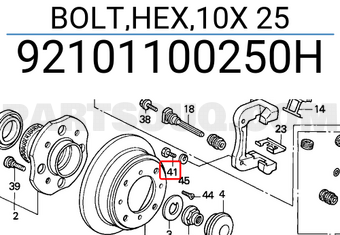 Honda 92101100250H BOLT,HEX,10X 25