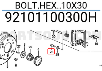 Honda 92101100300H BOLT,HEX.,10X30