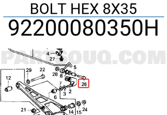 Honda 92200080350H BOLT HEX 8X35