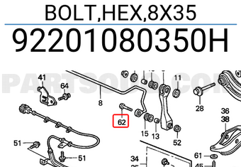 Honda 92201080350H BOLT,HEX,8X35