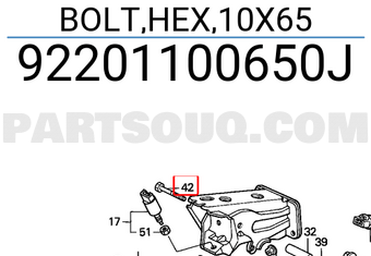 Honda 92201100650J BOLT,HEX,10X65