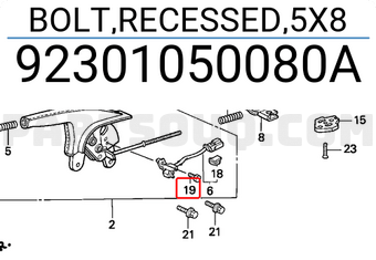Honda 92301050080A BOLT,RECESSED,5X8