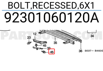 Honda 92301060120A BOLT,RECESSED,6X1