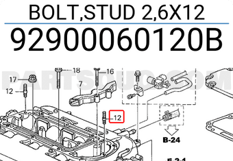Honda 92900060120B BOLT,STUD 2,6X12