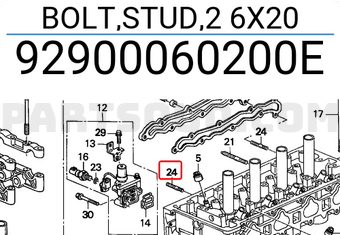 Honda 92900060200E BOLT,STUD,2 6X20