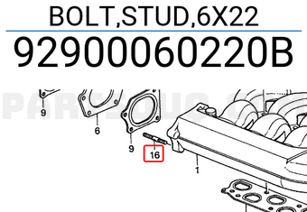 Honda 92900060220B BOLT,STUD,6X22