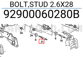 Honda 92900060280B BOLT,STUD 2.6X28