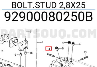 Honda 92900080250B BOLT.STUD 2,8X25