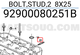 Honda 92900080251B BOLT,STUD,2 8X25