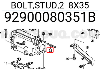 Honda 92900080351B BOLT,STUD,2 8X35