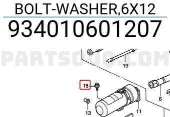 Honda 934010601207 BOLT-WASHER,6X12