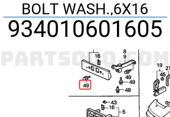 Honda 934010601605 BOLT WASH.,6X16