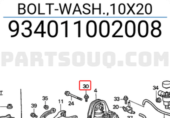 Honda 934011002008 BOLT-WASH.,10X20