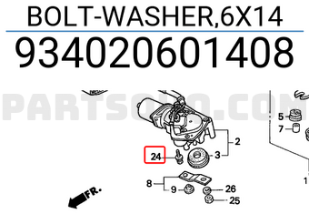 Honda 934020601408 BOLT-WASHER,6X14
